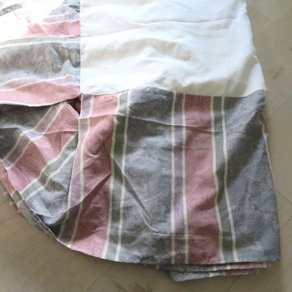Vintage Floral Striped King Size Bed Skirt Multicolor 14.5